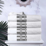 Larissa Cotton Geometric Border Bath Towel Set of 4