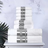 Larissa Cotton Geometric Border 8 Piece Assorted Towel Set