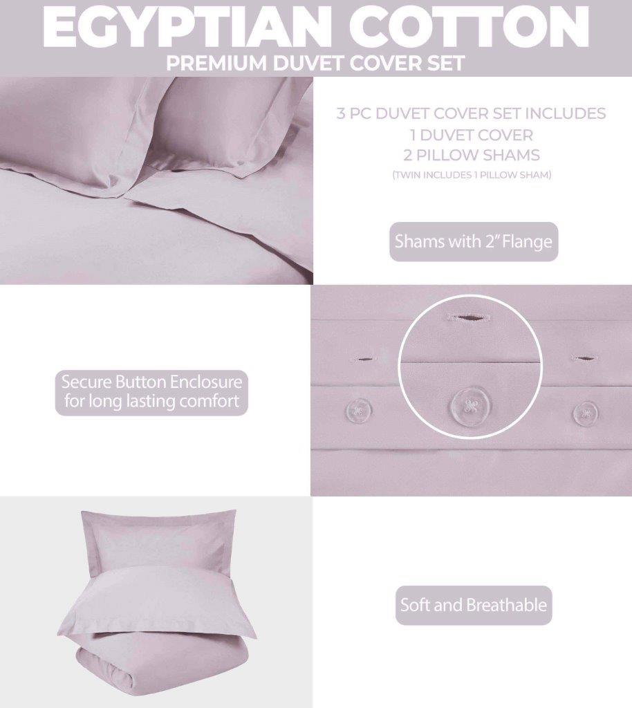 Egyptian Cotton 300 Thread Count Solid Luxury Duvet Cover Set