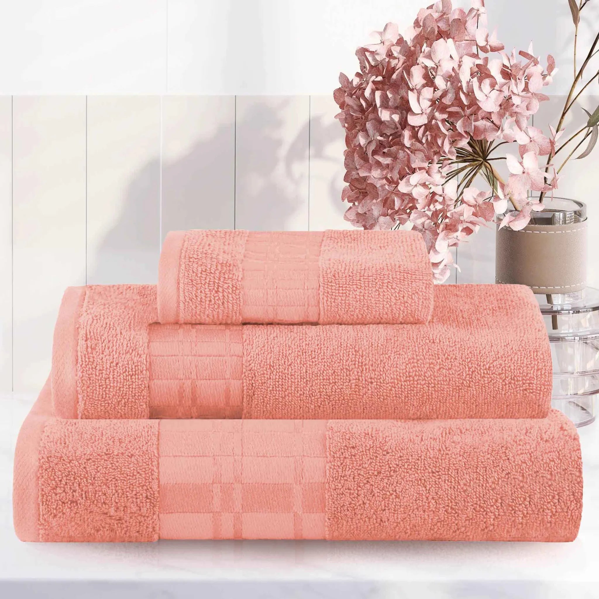 Larissa Cotton Geometric Border 3 Piece Assorted Towel Set