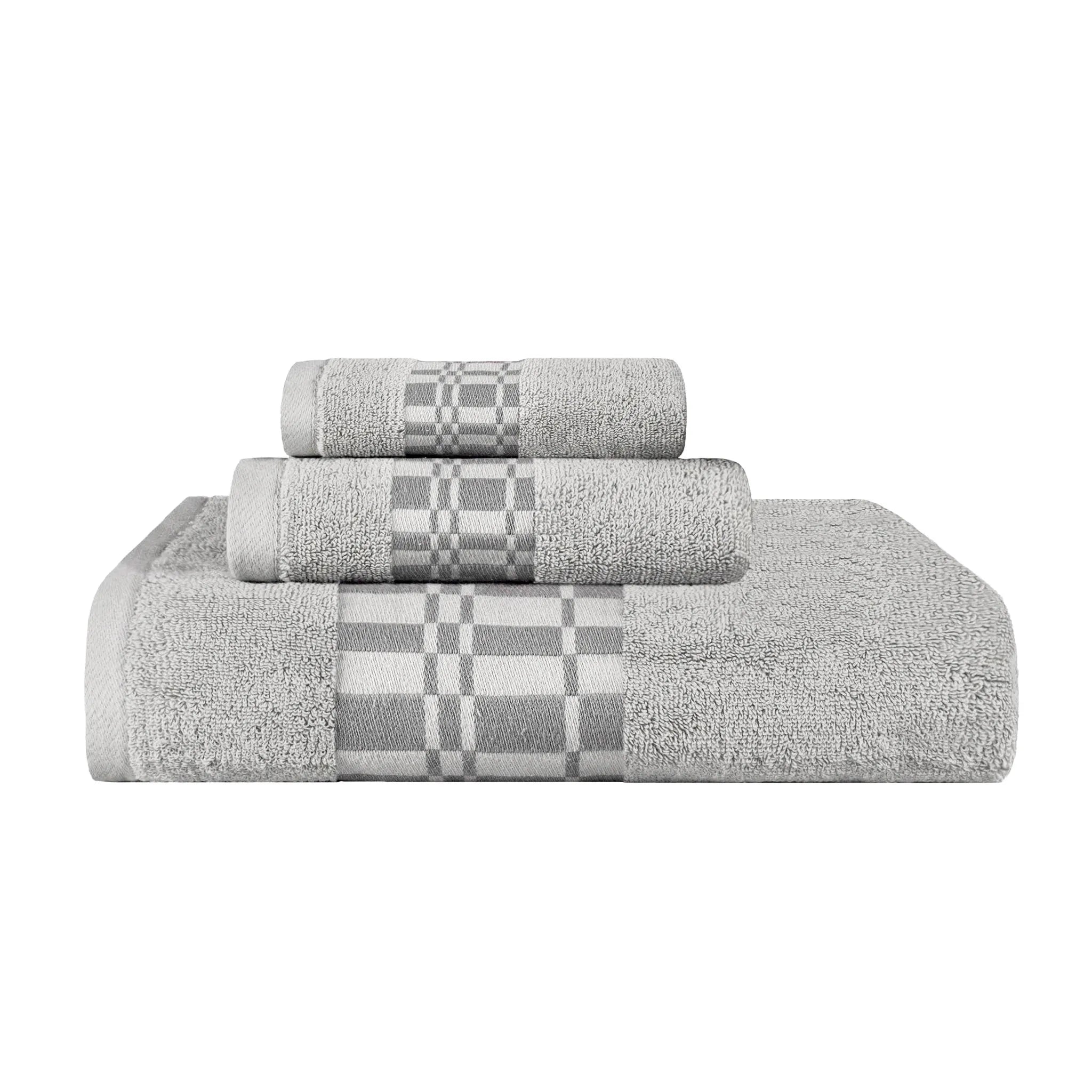 Larissa Cotton Geometric Border 3 Piece Assorted Towel Set