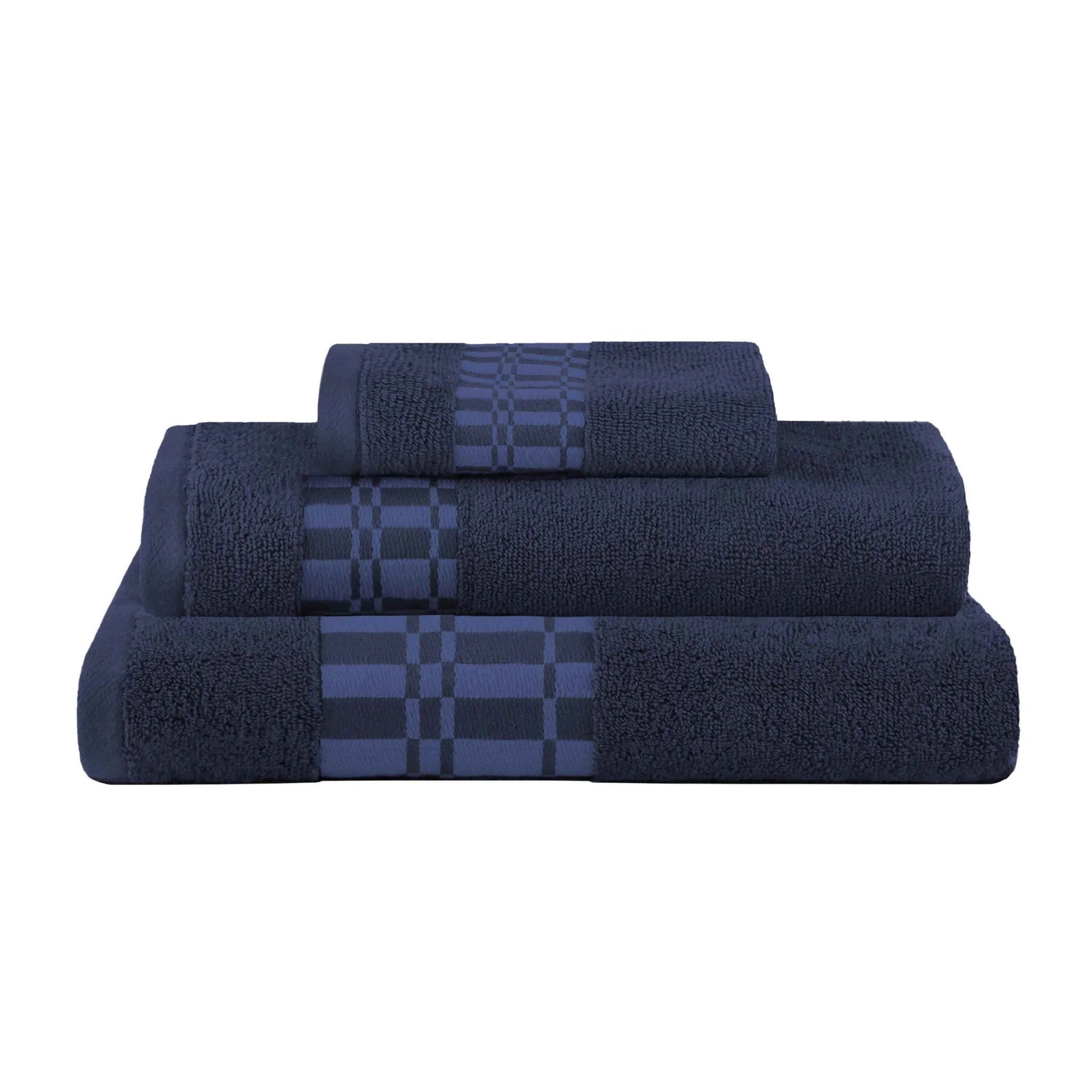 Larissa Cotton Geometric Border 3 Piece Assorted Towel Set