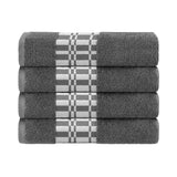 Larissa Cotton Geometric Border Bath Towel Set of 4