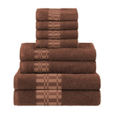 Larissa Cotton Geometric Border 8 Piece Assorted Towel Set
