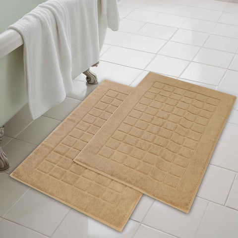 Nora Cotton Thick Solid Checkered Washable Bath Mat Set of 2