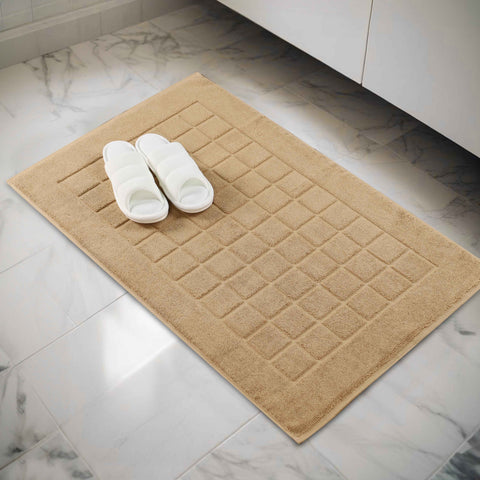 Nora Cotton Thick Solid Checkered Washable Bath Mat Set of 2
