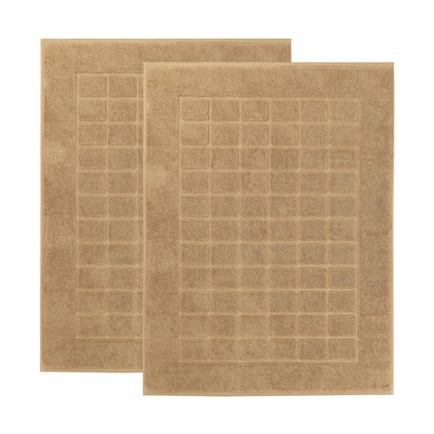 Nora Cotton Thick Solid Checkered Washable Bath Mat Set of 2
