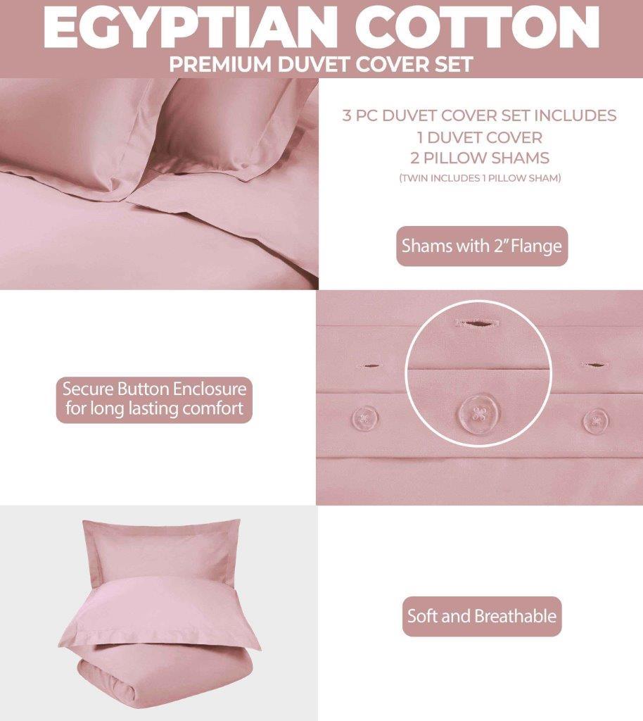Egyptian Cotton 300 Thread Count Solid Luxury Duvet Cover Set