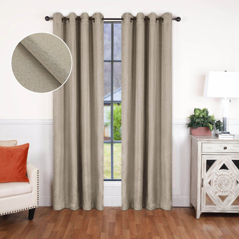 Linen Washable Room Darkening Blackout Curtains, Set of 2