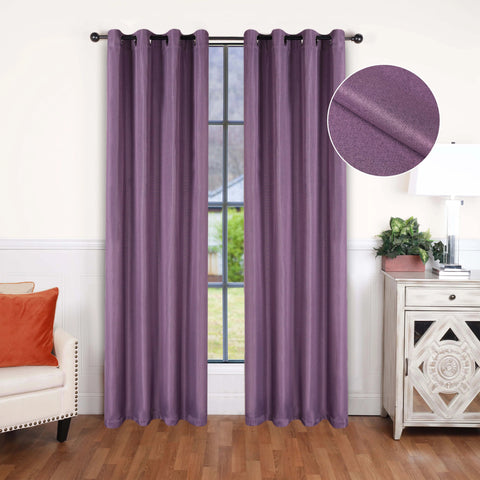 Room Darkening Blackout Curtains Linen Pattern Washable Set of 2