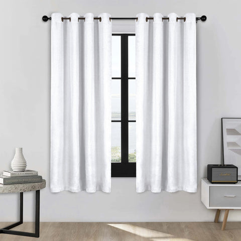 Linen Washable Room Darkening Blackout Curtains, Set of 2