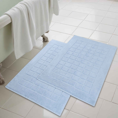 Nora Cotton Thick Solid Checkered Washable Bath Mat Set of 2