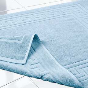 100% Cotton Absorbent Greek Key Border Solid 2 Piece Bath Mat Set