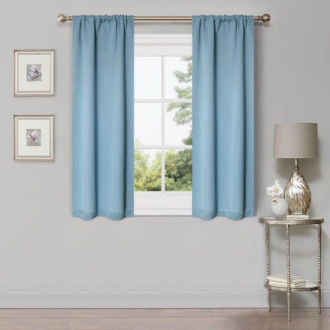 Solid Machine Washable Room Darkening Blackout Curtains, Set of 2