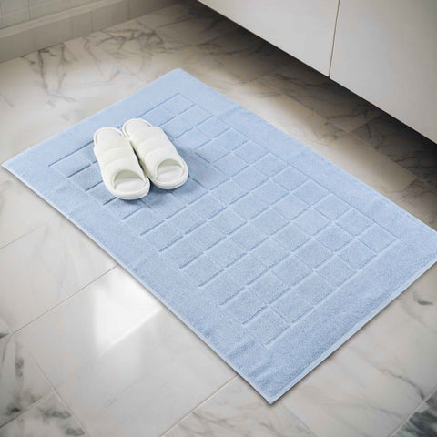 Nora Cotton Thick Solid Checkered Washable Bath Mat Set of 2
