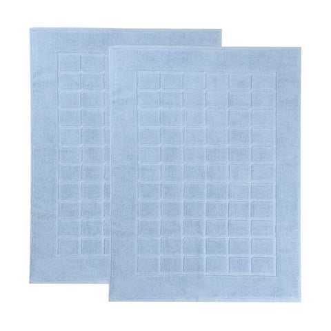 Nora Cotton Thick Solid Checkered Washable Bath Mat Set of 2