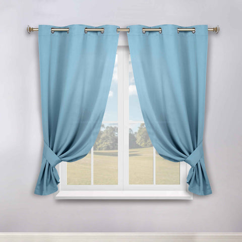Classic Modern Solid Room Darkening Blackout Curtain Panels, Set of 2