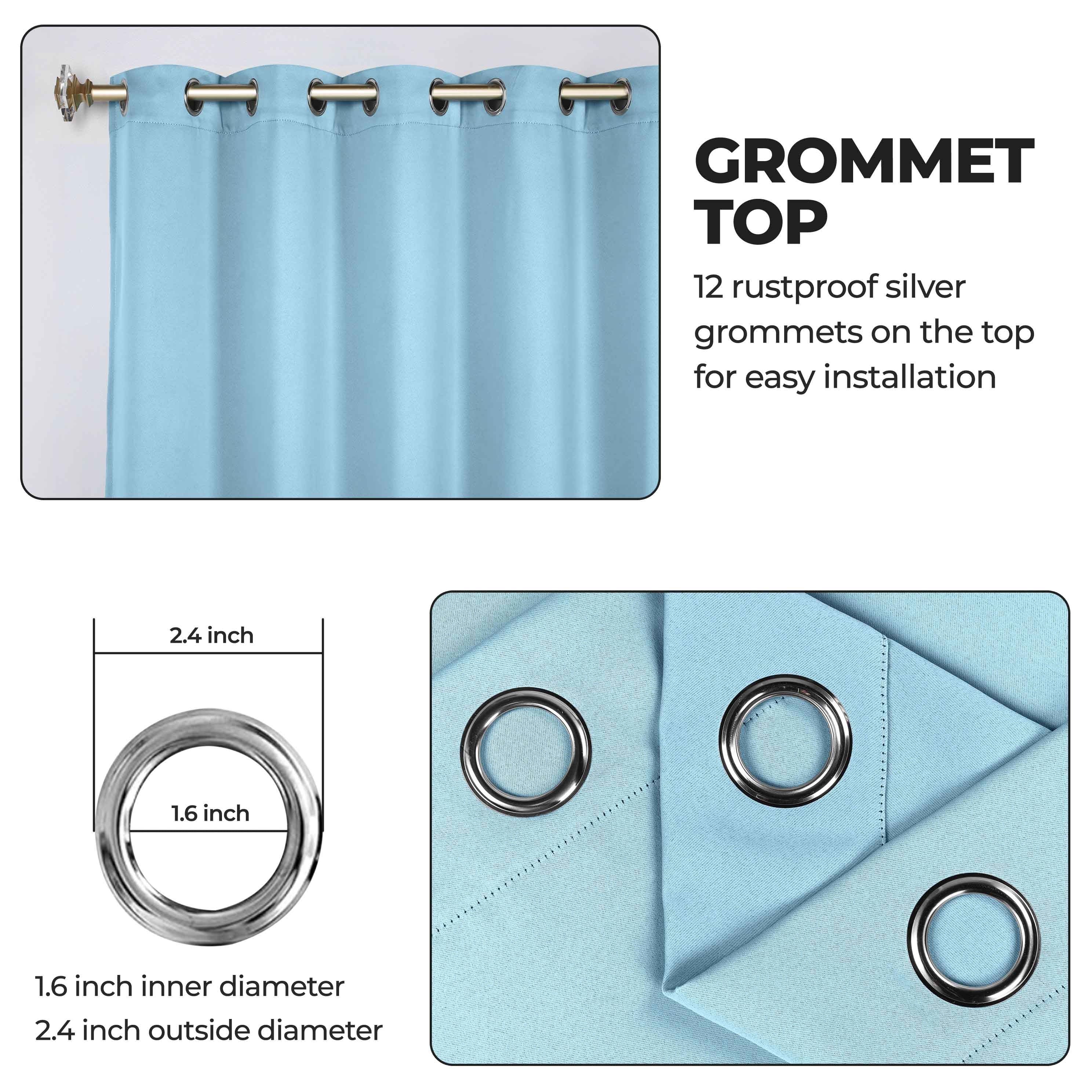 Classic Modern Solid Room Darkening Blackout Curtain Panels, Set of 2