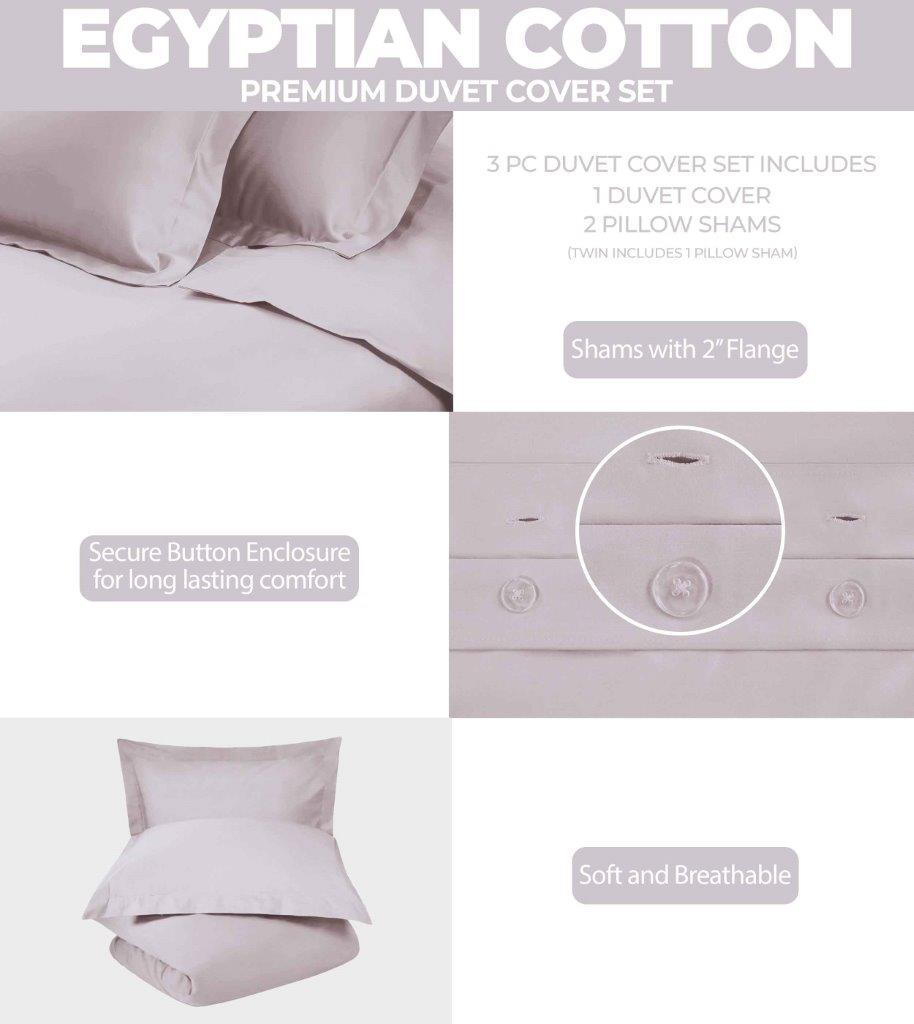 Egyptian Cotton 300 Thread Count Solid Luxury Duvet Cover Set