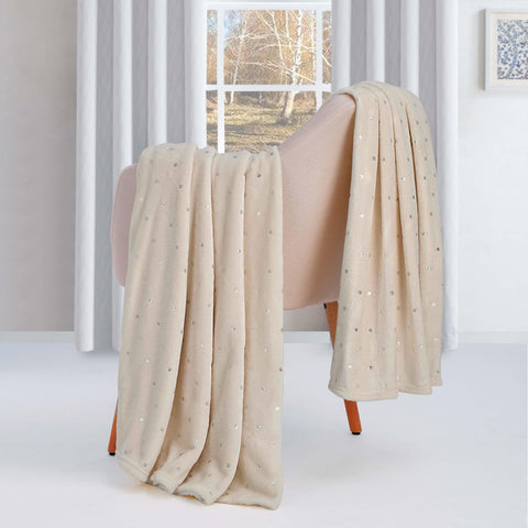 Fleece Plush Medium Weight Fluffy Soft Decorative Polka Dot Blanket