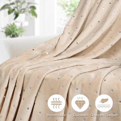 Fleece Plush Medium Weight Fluffy Soft Decorative Polka Dot Blanket