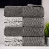 Lodie Cotton Jacquard Solid and Two-Toned Bath Towel Set of 4