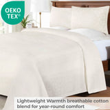 Lightweight Cotton Bedspread Set 3-Piece Lyron Floral Scroll Jacquard