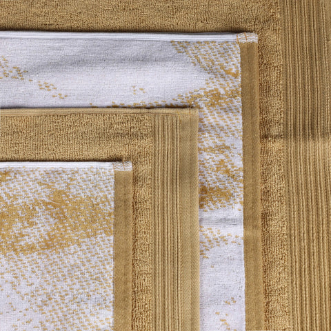 Cotton Marble Solid Jacquard Border Bath Towel Set of 4