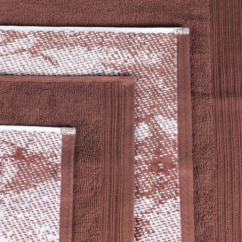 Cotton Marble Solid Jacquard Border Bath Towel Set of 4