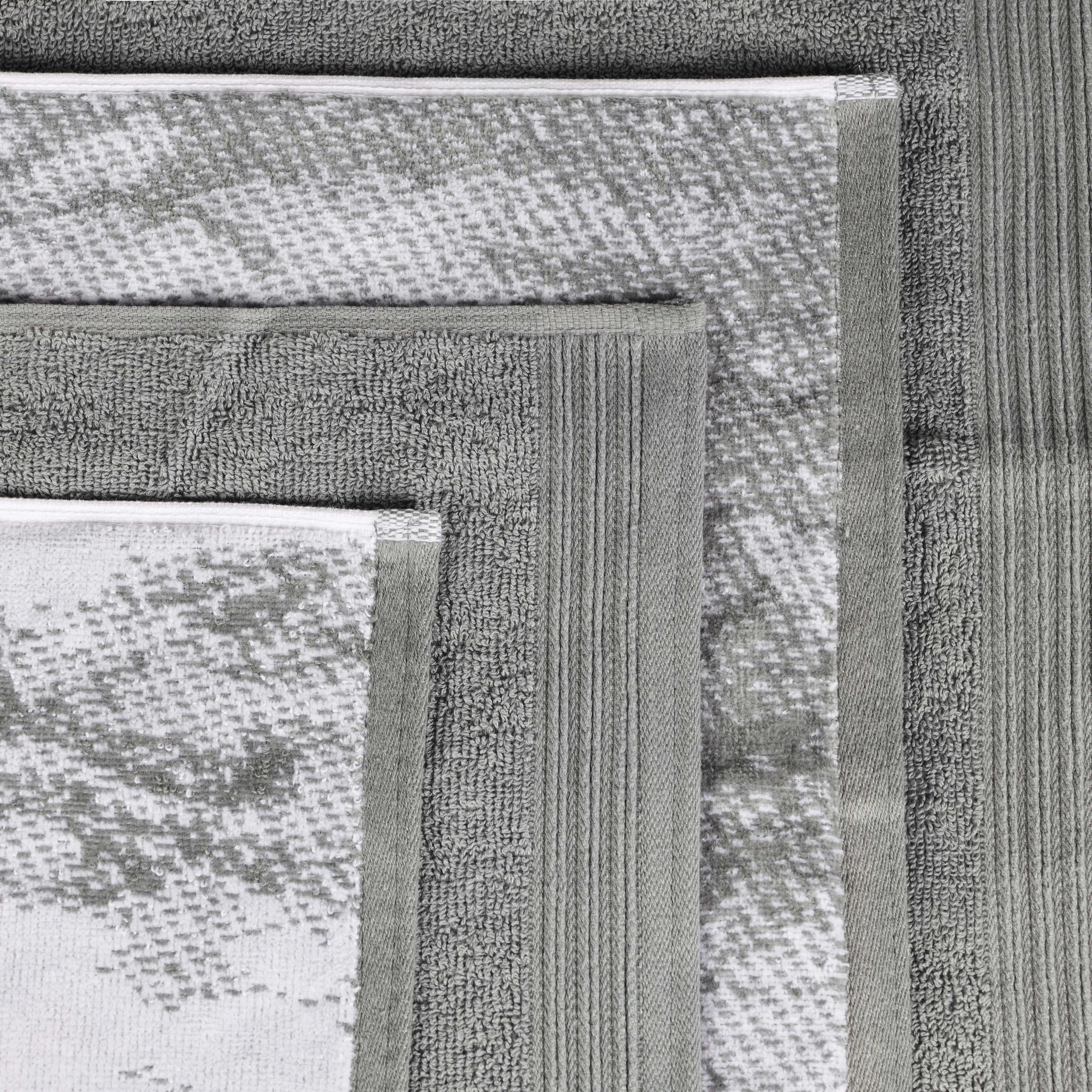 Cotton Marble Solid Jacquard Border Bath Towel Set of 4