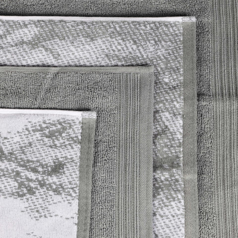 Cotton Marble Solid Jacquard Border Bath Towel Set of 4