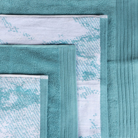Cotton Marble Solid Jacquard Border Bath Towel Set of 4