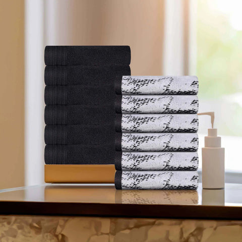 Cotton Jacquard and Solid Face Towel Set 12 Piece