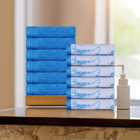 Cotton Jacquard and Solid Face Towel Set 12 Piece