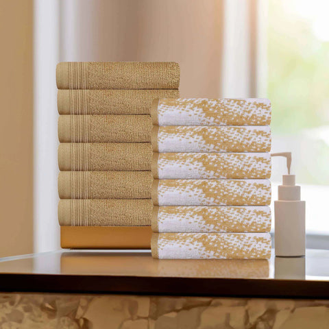 Cotton Jacquard and Solid Face Towel Set 12 Piece