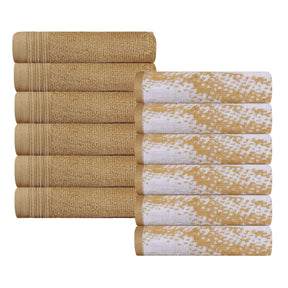 Cotton Marble and Solid Medium Weight Face Towel/ Washcloth Set of 12