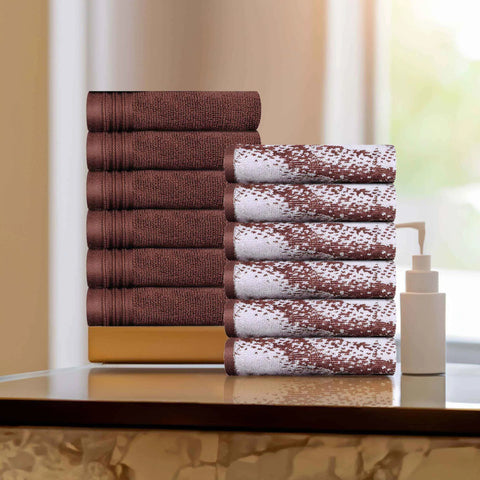 Cotton Jacquard and Solid Face Towel Set 12 Piece