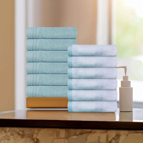 Cotton Jacquard and Solid Face Towel Set 12 Piece
