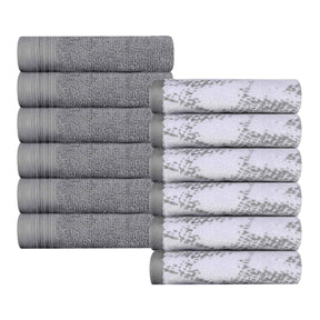 Cotton Marble and Solid Medium Weight Face Towel/ Washcloth Set of 12