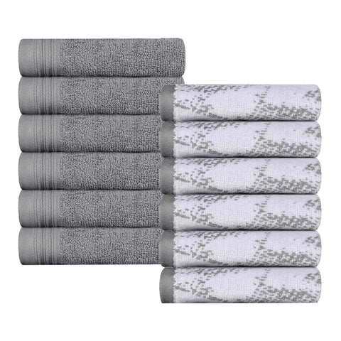 Cotton Jacquard and Solid Face Towel Set 12 Piece