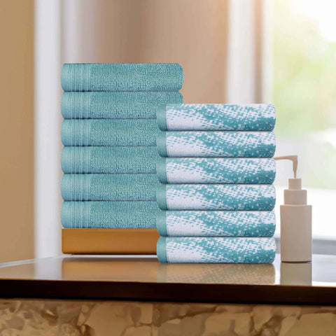 Cotton Jacquard and Solid Face Towel Set 12 Piece