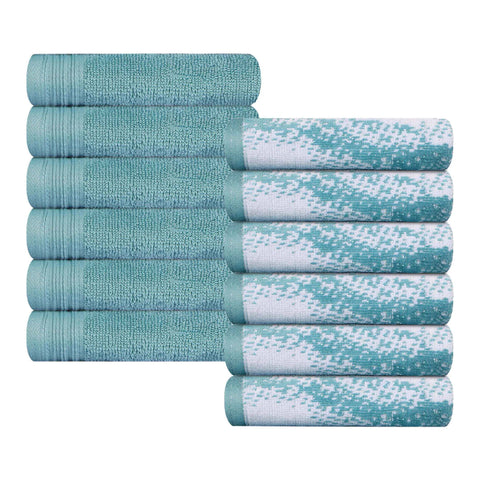 Cotton Jacquard and Solid Face Towel Set 12 Piece