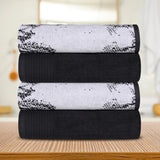 Cotton Marble Solid Jacquard Border Bath Towel Set of 4