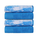 Cotton Marble Solid Jacquard Border Bath Towel Set of 4