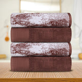 Cotton Marble Solid Jacquard Border Bath Towel Set of 4