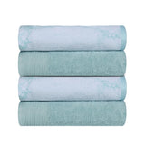 Cotton Marble Solid Jacquard Border Bath Towel Set of 4
