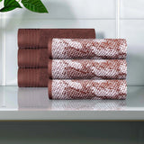 Cotton Jacquard and Solid Hand Towel Set 6 Piece - Marble