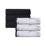 Cotton Marble and Solid Medium Weight Hand Towel Set of 6