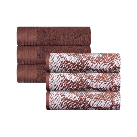 Cotton Jacquard and Solid Hand Towel Set 6 Piece - Marble