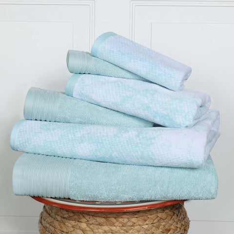 Marble Cotton Jacquard and Solid Towel Set 6 Piece
